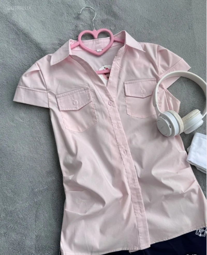 Women'S Y2K Fashion Aesthetic - Moda Preppy Guziki Kołnierzyk z wyłogami