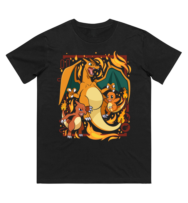 Women Fashion Evolution - Koszulka z nadrukiem ewolucji Pokémon Charmander,