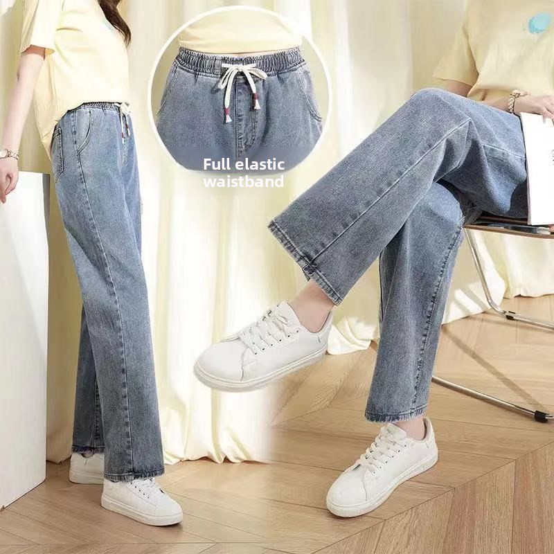 Mom Jeans Women - Dżinsy plus size z elastyczną talią,
