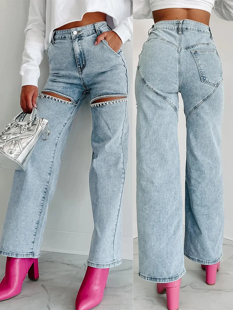 Mom Jeans Women - Moda damska Denim spodnie z wysokim