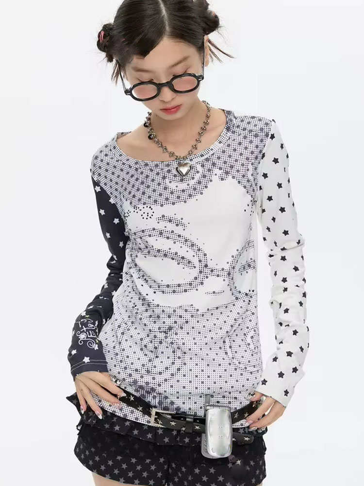Women'S Y2K Fashion Aesthetic - Estetyka Y2k Damskie koszulki z długim
