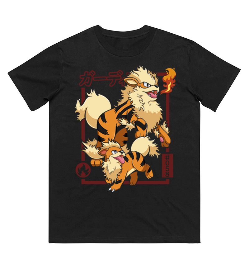 Women Fashion Evolution - Koszulka z nadrukiem Pokémon Growlithe Evolution,