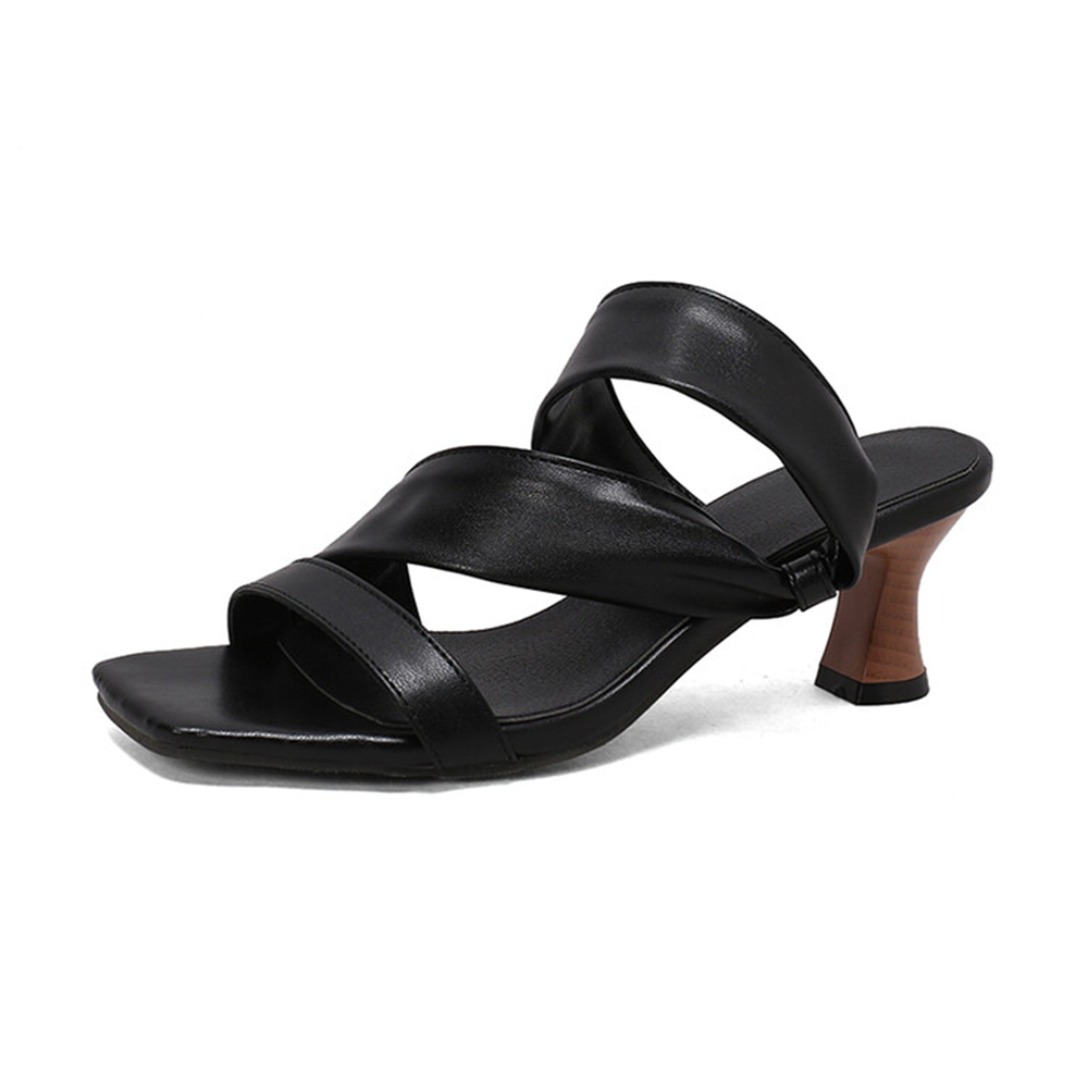 Spaghetti Strap Dress - Damskie wsuwane sandały typu mule plus