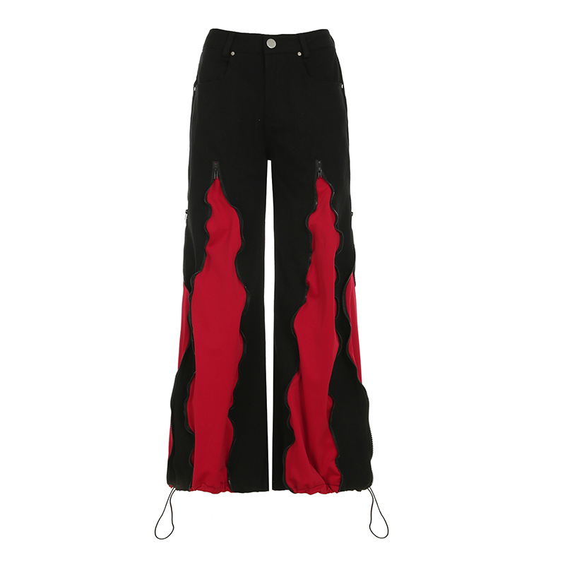 Ciemne spodnie patchworkowe z  – Mom Jeans Women recenzja i cena