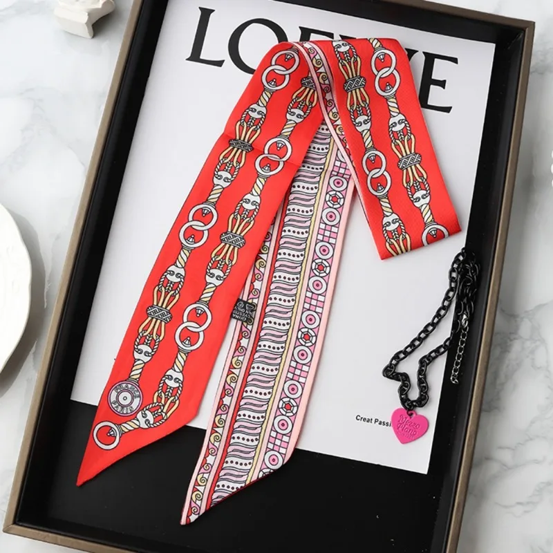 Modny, cienki jedwabny szalik  – Women Fashion Necktie recenzja i cena