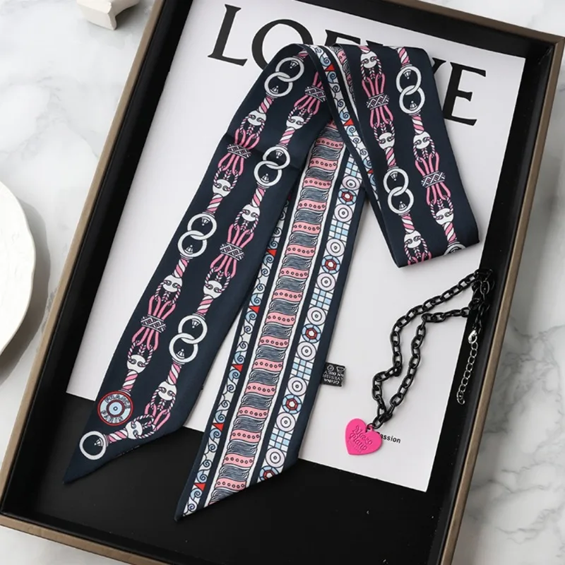 Modny, cienki jedwabny szalik  – Women Fashion Necktie recenzja i cena