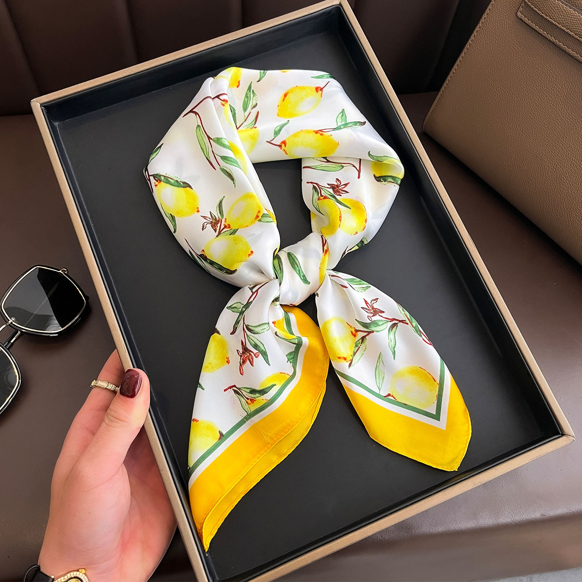 2025 Nowy żółty nadruk cytryny – Women Fashion Necktie recenzja i cena